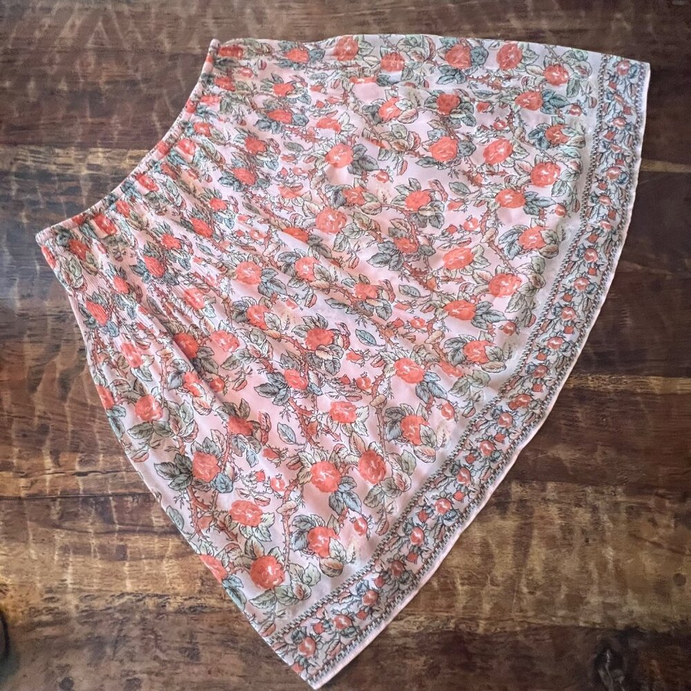 Floral Print Pleated Skirt By Max Studio  S  Polyester & Rayon Blend